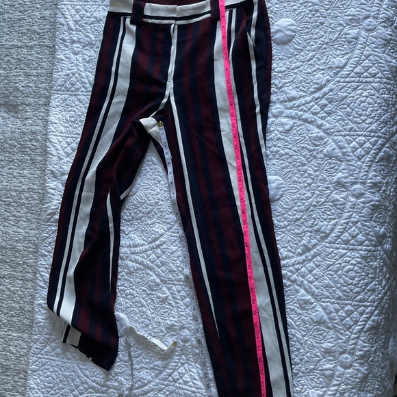 EXPRESS Women's MAROON/NAVY/White Striped High Rise Wide Leg Pants Trousers - Picture 10 of 12